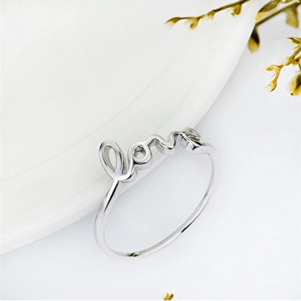 925 Love Inscription Letters Phrase Ring - Picture 6 of 10